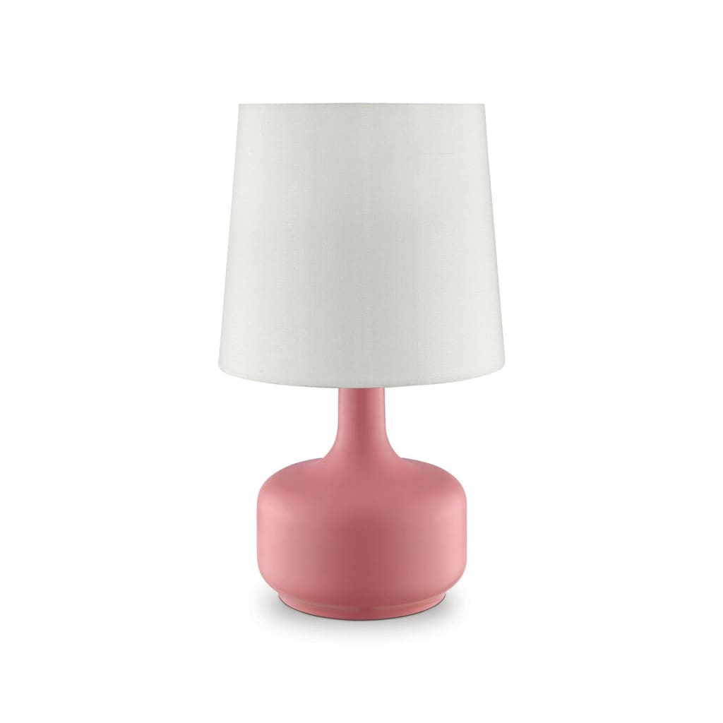 17" Pot Base Table Lamp with 3 Way Touch Light, Pink By Casagear Home