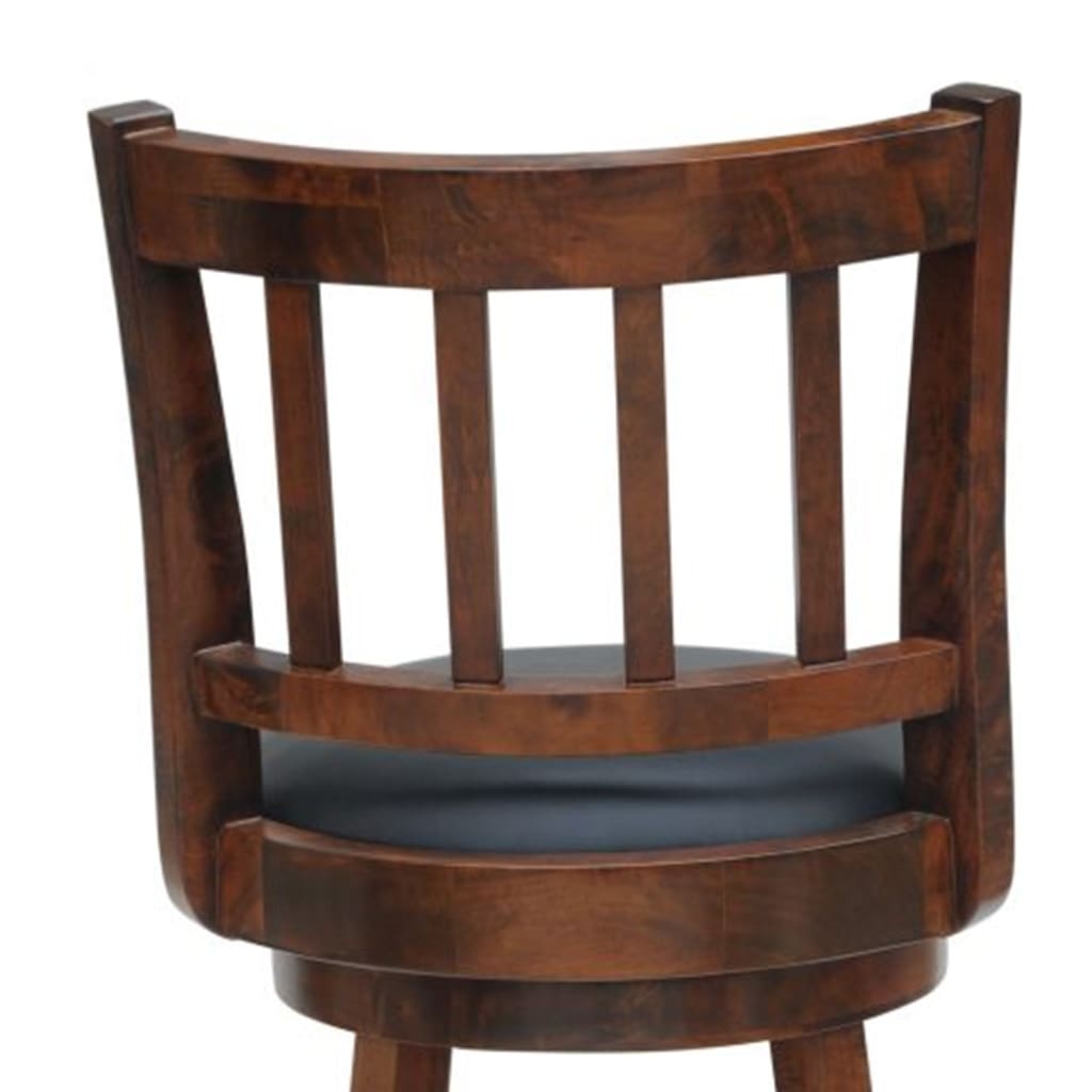 Round Padded Seat Counter Stool with Slatted Back Brown and Black By Casagear Home BM209083