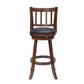 Round Padded Seat Counter Stool with Slatted Back, Brown and Black By Casagear Home