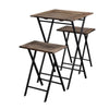 3 Piece Foldable Wood and Metal Dining Set with X Frame Leg,Brown and Black By Casagear Home