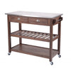 2 Drawers Wooden Kitchen Cart with Metal Top and Casters Gray and Brown By Casagear Home BM209090