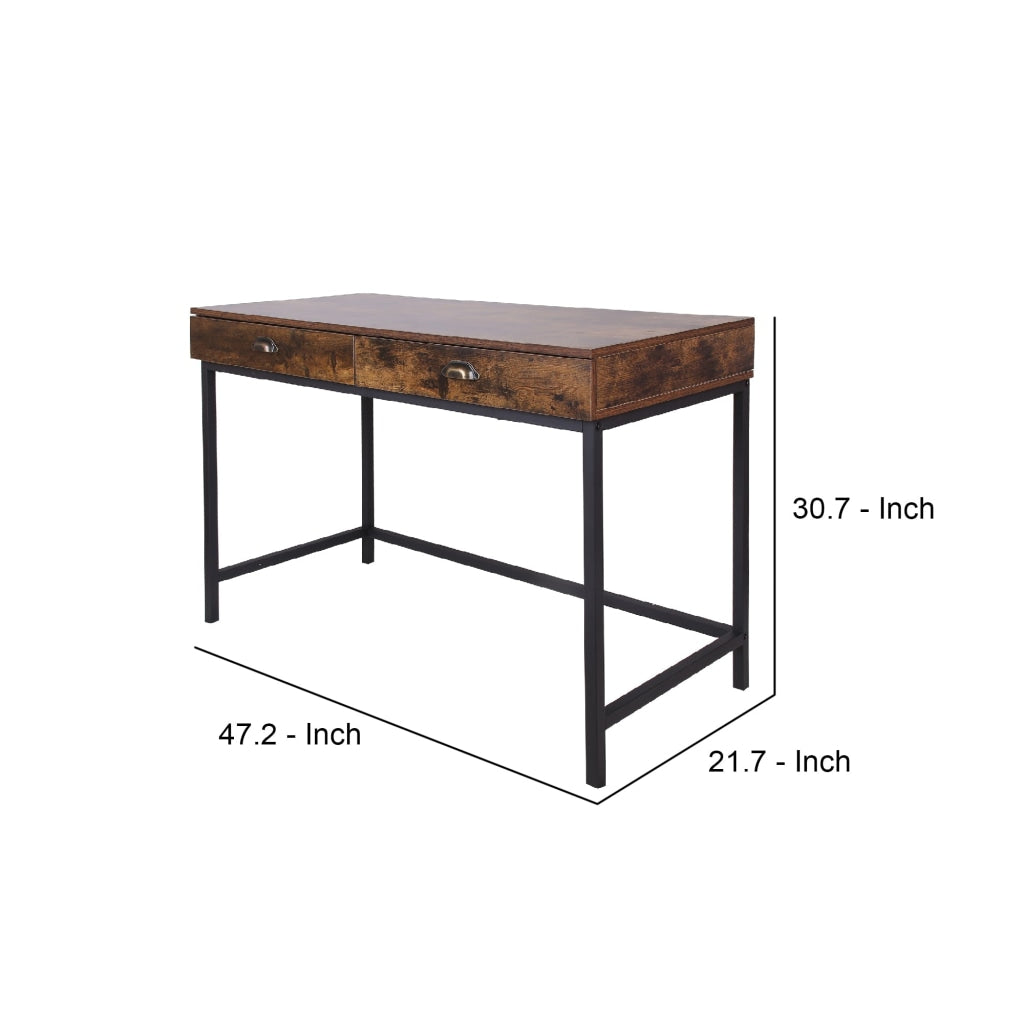47 2-Drawer Industrial Grained Wooden Computer Desk By Casagear Home BM209174