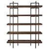 76" 5-Tray Shelf  Metal Frame Bookcase, Brown and Black By Casagear Home