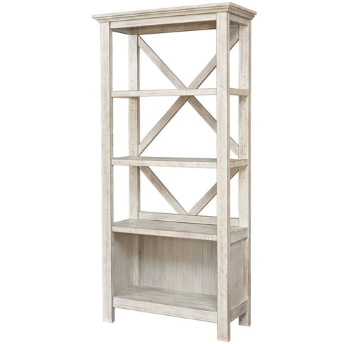 Ashley X Shape Back Bookcase with 3 Open Shelves and 1 Open Compartment, White