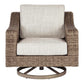Resin Wicker Woven Swivel Chair with Cushioned Seat Brown and Beige By Casagear Home BM209278