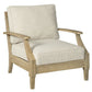 Traditional Wooden Chair with Fabric Cushioned Seating, Beige and Brown