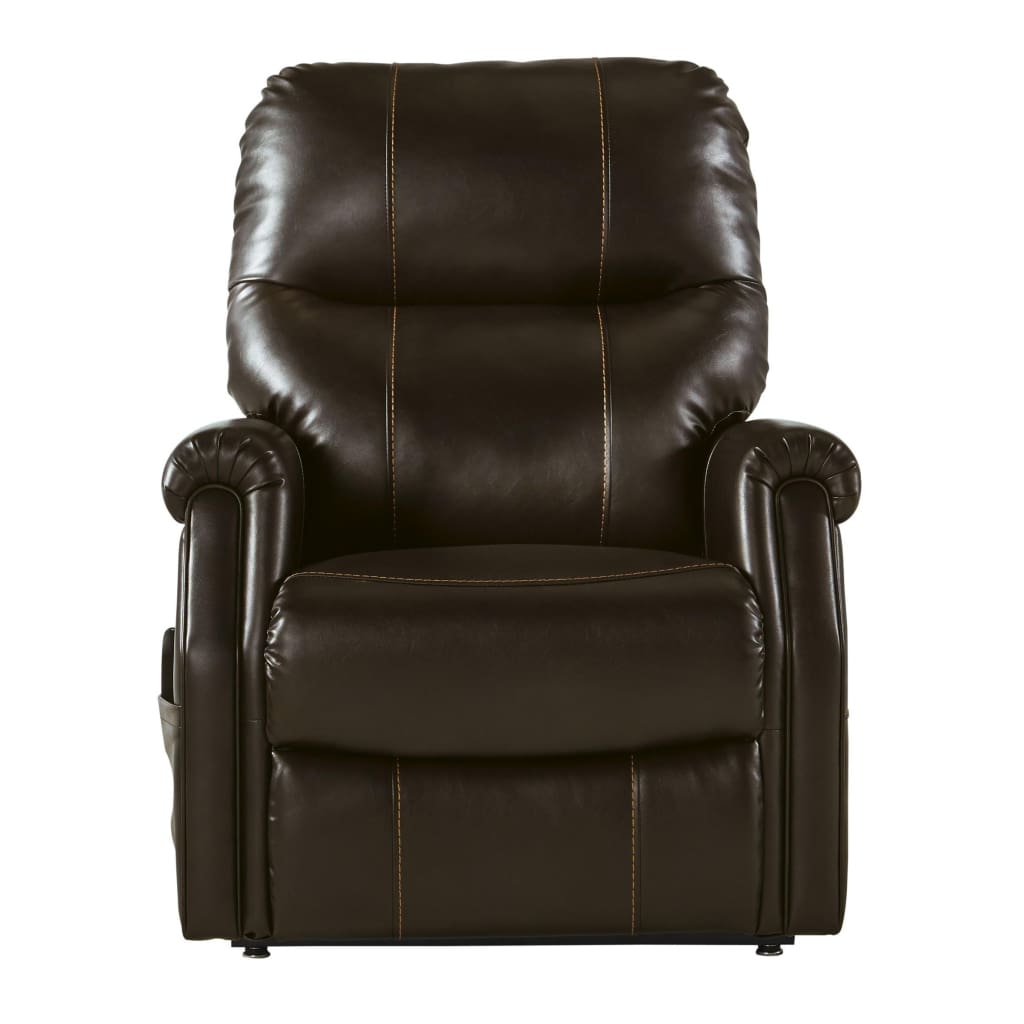 Leatherette Upholstered Power Lift Recliner, Brown By Casagear Home