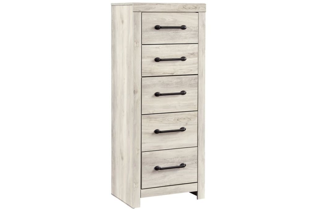 53" 5-Drawer Wooden Chest with Bar Pulls, White By Casagear Home