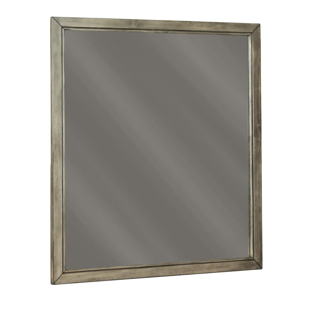 36" Square Bedroom Mirror with Wood Frame, Gray By Casagear Home