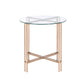 23 Round Metal X-Base Glass Top End Table Gold By Casagear Home - BM209588 BM209588