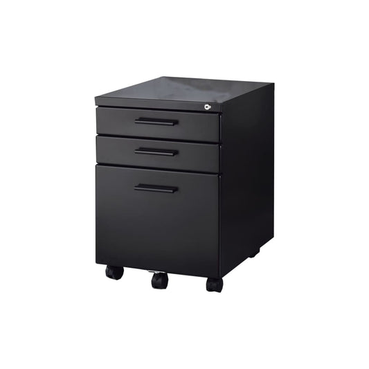 Contemporary Style File Cabinet with Lock System and Caster Support, Black By Casagear Home