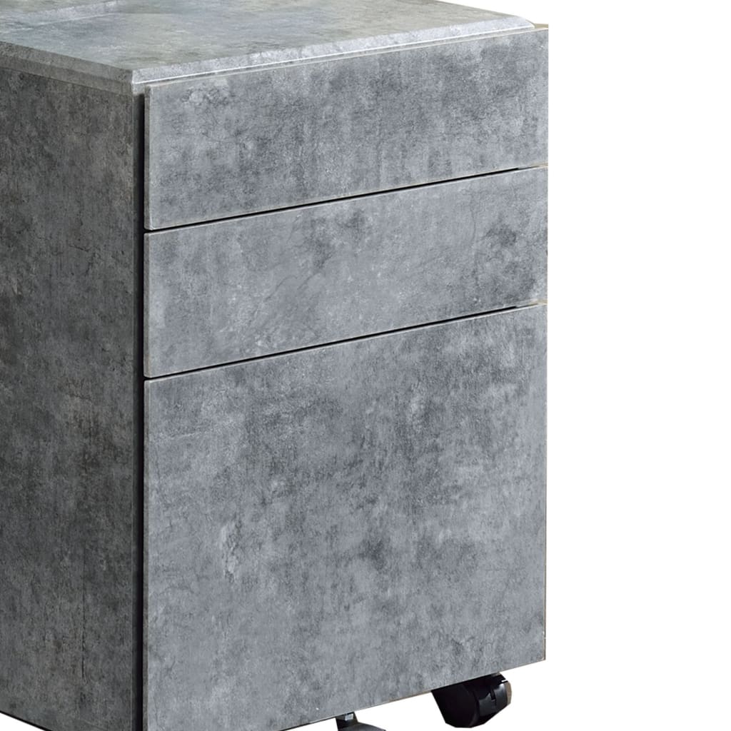 3-Drawer Wooden File Cabinet with Casters Gray By Casagear Home BM209627