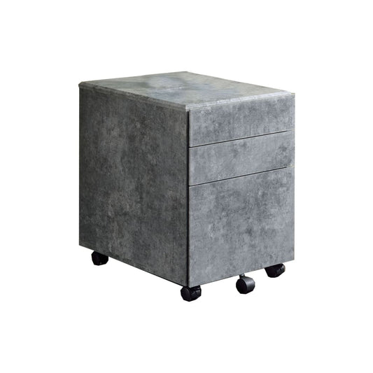 3-Drawer Wooden File Cabinet with Casters, Gray By Casagear Home
