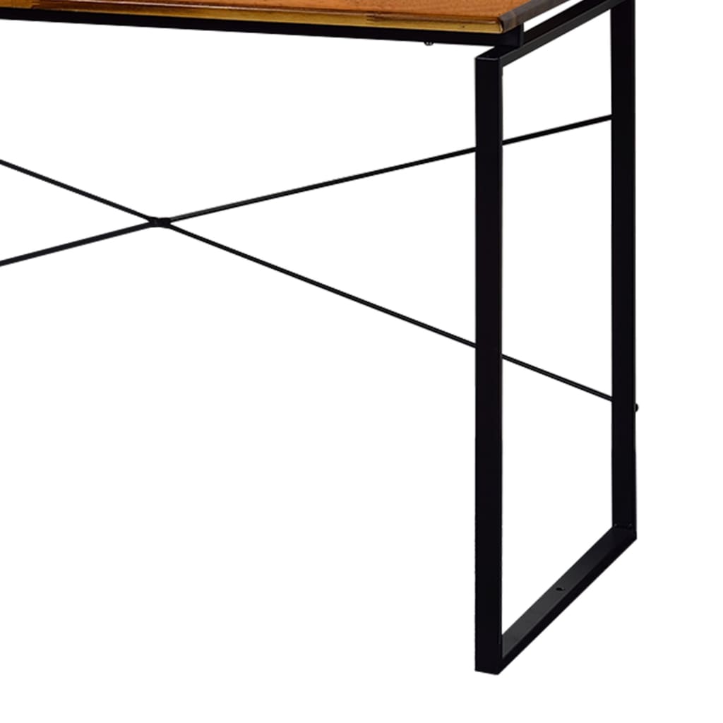 47 Rectangular Wood Top Desk with Metal Legs Brown and Black By Casagear Home BM209628