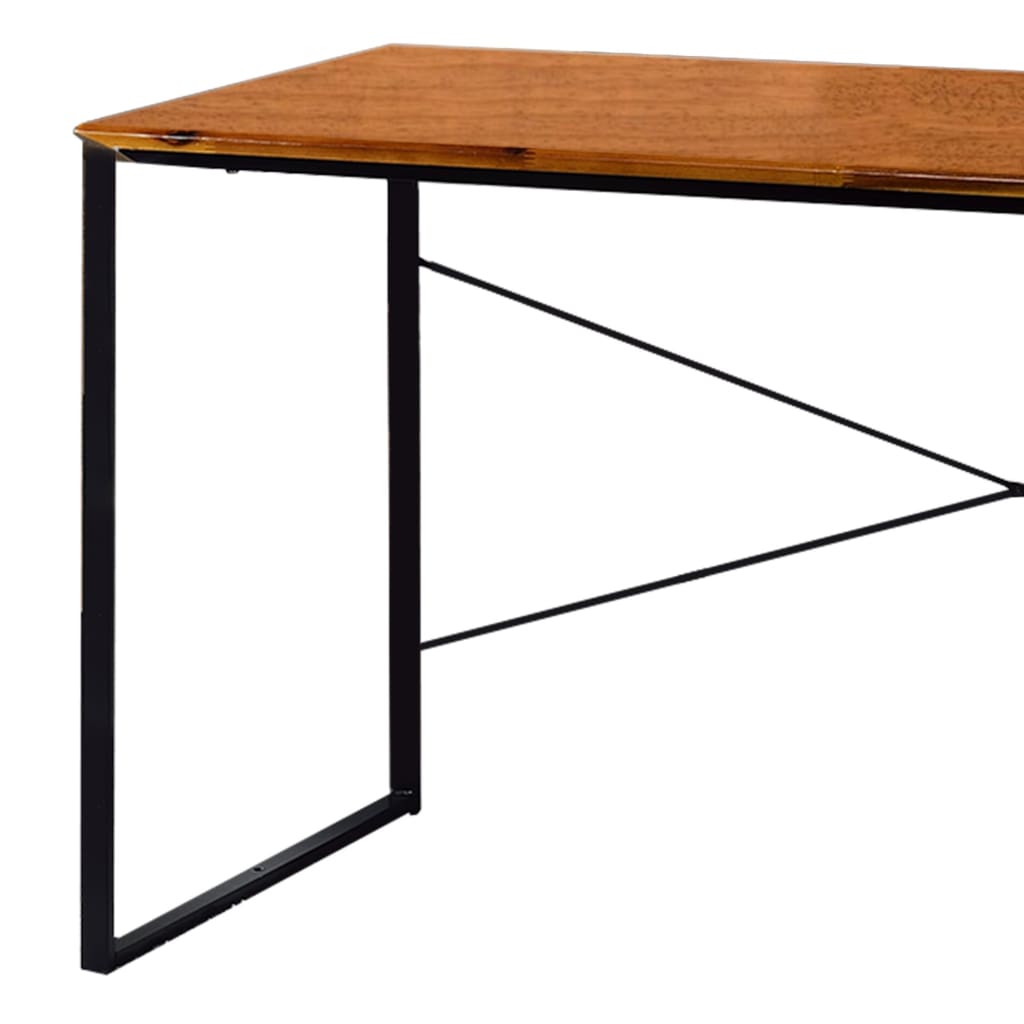 47 Rectangular Wood Top Desk with Metal Legs Brown and Black By Casagear Home BM209628