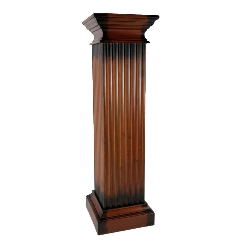48" Transitional Molded Wooden Frame Pedestal Stand, Brown By Casagear Home