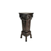 38" Engraved Wooden Frame Pedestal Stand, Dark Brown By Casagear Home
