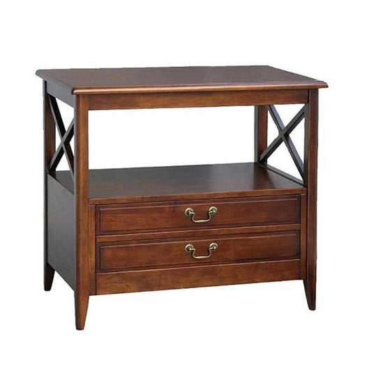 30.5" 2 Drawer Wooden TV Stand with Open Shelf, Dark Brown By Casagear Home