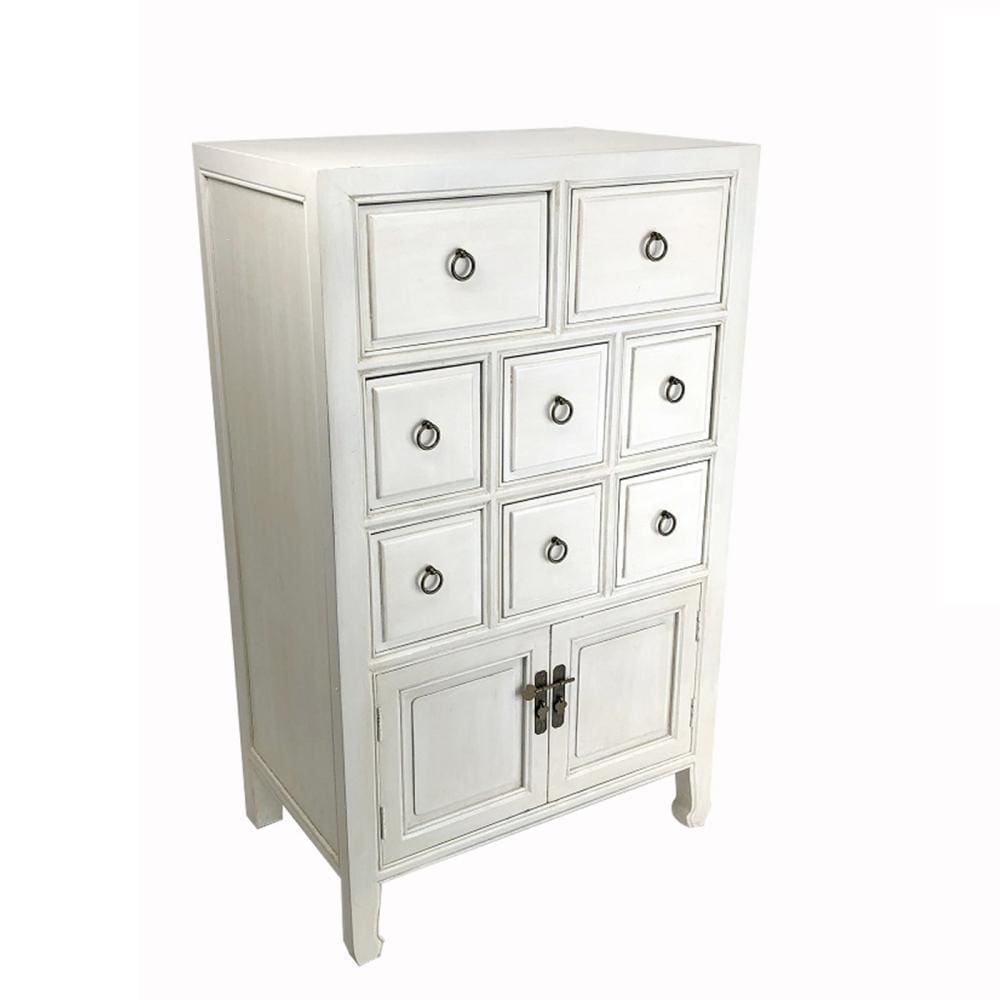 42" 8 Drawer Wooden Chest with 2 Door Cabinet, White By Casagear Home