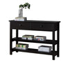 Two Drawer Console Table with Two Open Shelves and Block Legs, Dark Brown By Casagear Home