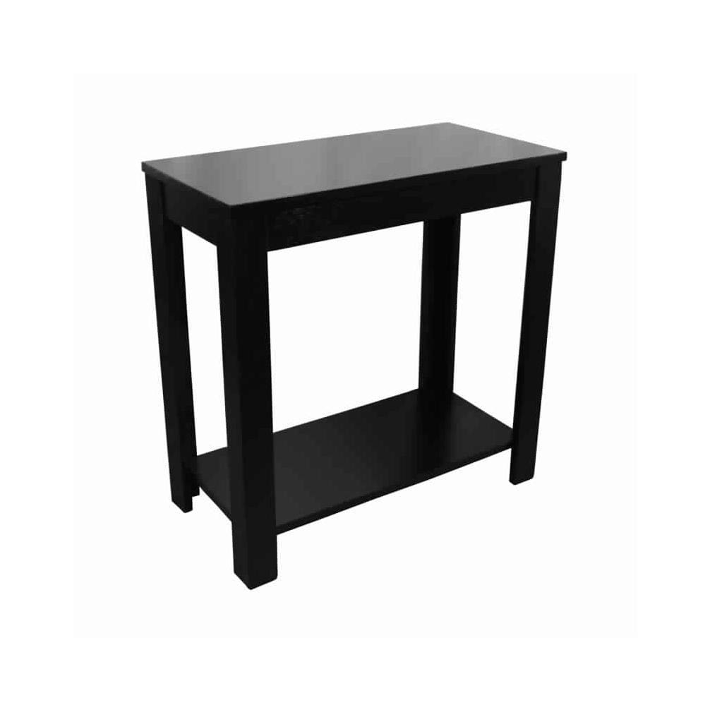 24" Wooden Chairside Table with Bottom Shelf in Black by Casagear Home