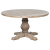 Round Reclaimed Wood Dining Table with Trestle Base, Weathered Brown By Casagear Home