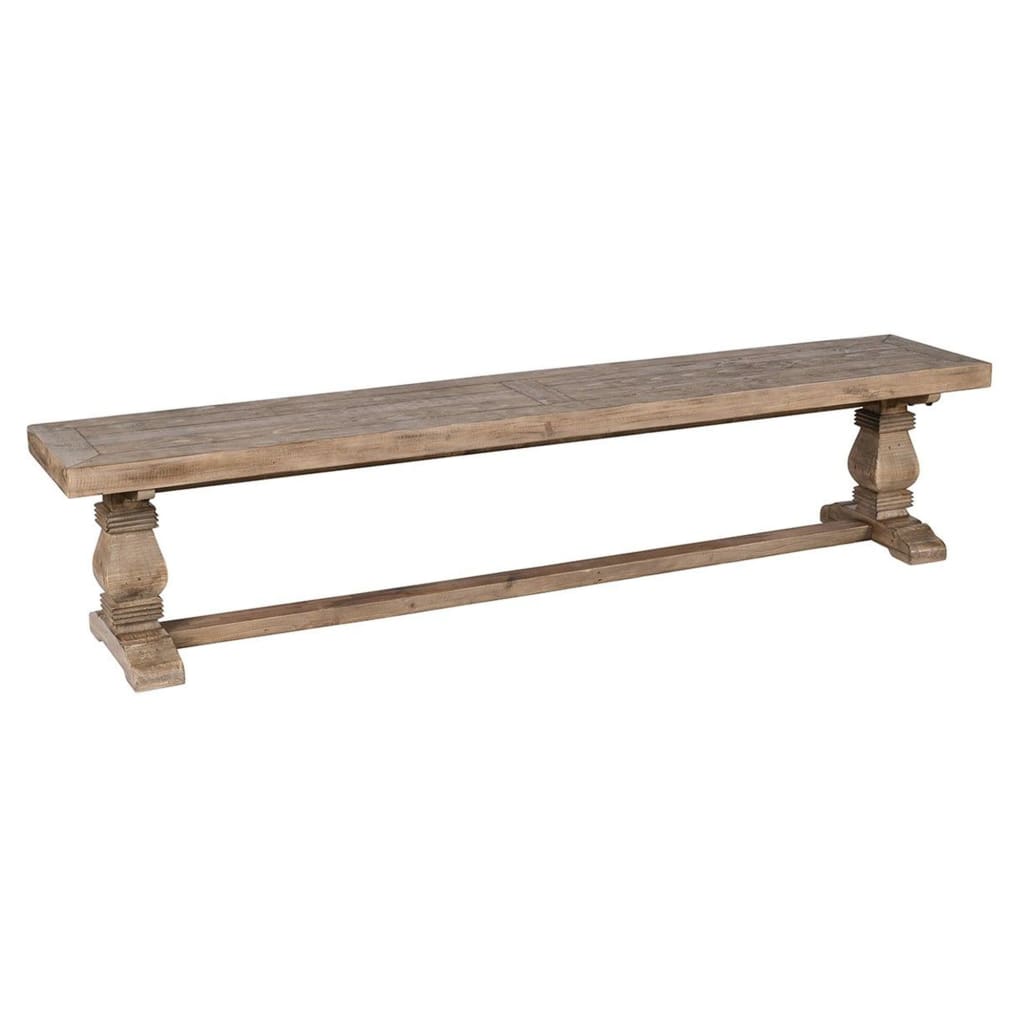 Rectangular Reclaimed Wood Bench with Trestle Base Weathered Brown By Casagear Home BM210353