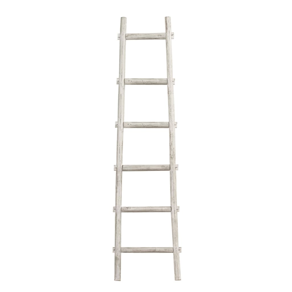 72" 6-Step Wooden Decorative Ladder, White By Casagear Home