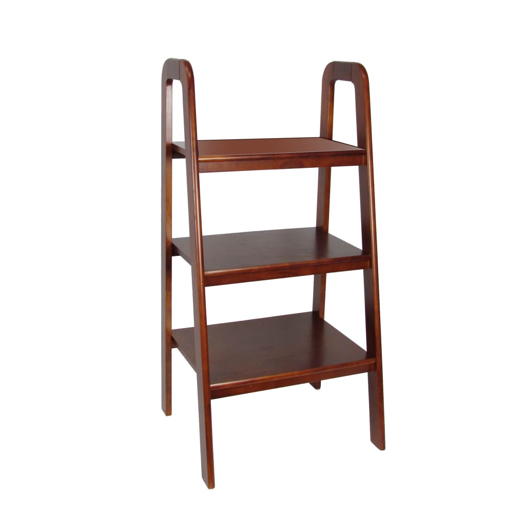44" 3 Tier Wooden Open Design Storage Shelf Ladder, Brown By Casagear Home