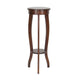 Pedestal Stand | 31.5" Round | Bottom Shelf | Flared Legs | Brown