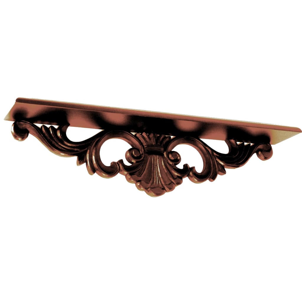 Wall Shelf | Hand Carved | Floral Design Display | Brown