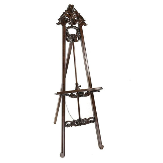 65" Traditional Style Scrollwork Wooden Easel, Dark Brown By Casagear Home