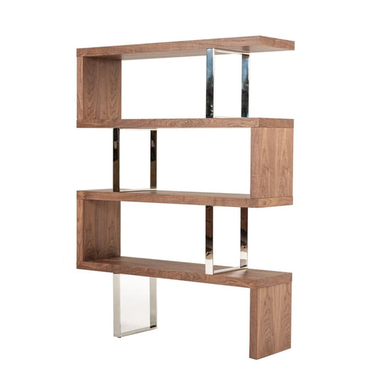 67" 3-Shelf Unit with Metal Support, Brown and Silver By Casagear Home