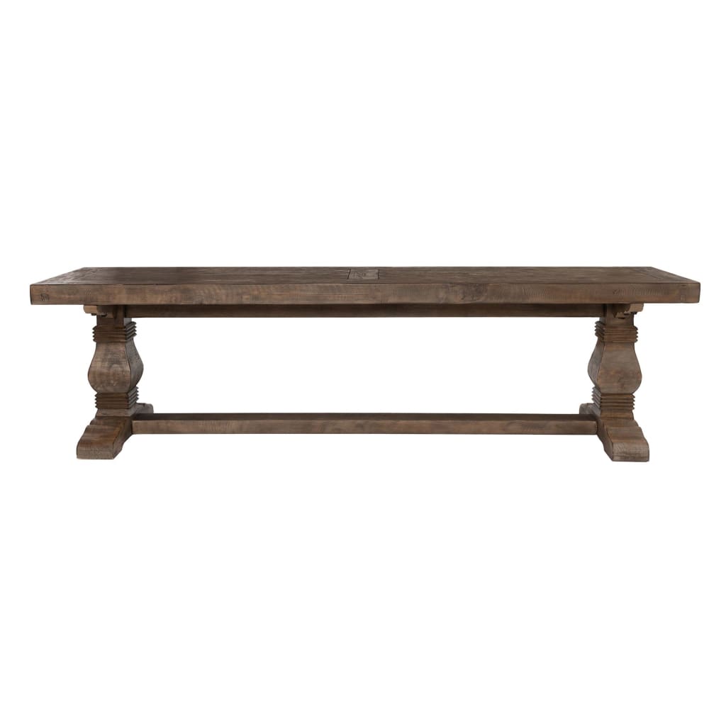 66 Inch Plank Top Wooden Bench with Pedestal Base, Brown By Casagear Home