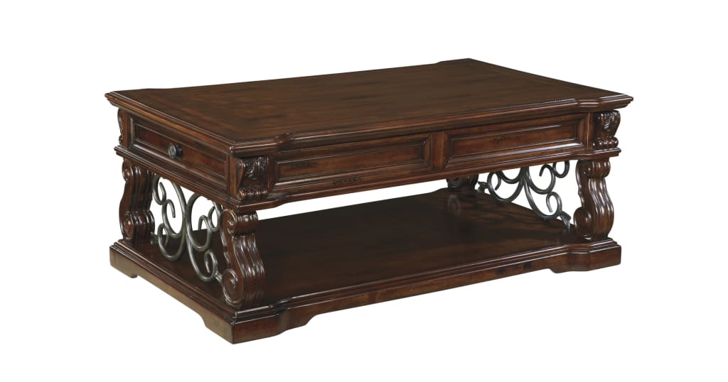 50" 2-Drawer Lift Top Cocktail Table with Open Shelf, Brown By Casagear Home