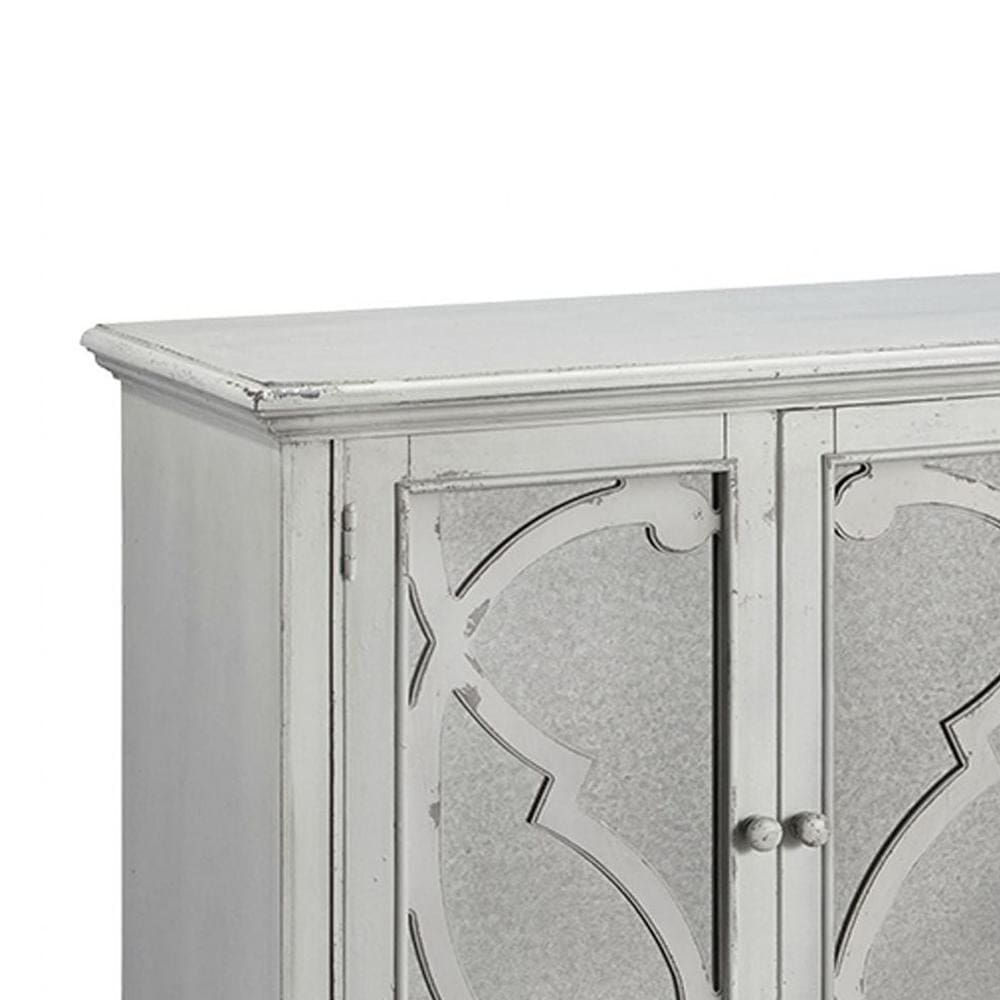 4 Panel Door Cabinet with Fluted Detail Antique White By Casagear Home BM210643
