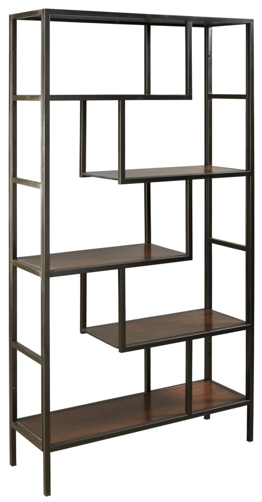 70" 5-Shelf Metal Frame Bookcase, Brown and Black By Casagear Home