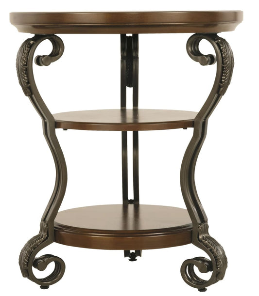 2 Shelf Chair Side End Table with Scrolled Base, Brown By Casagear Home