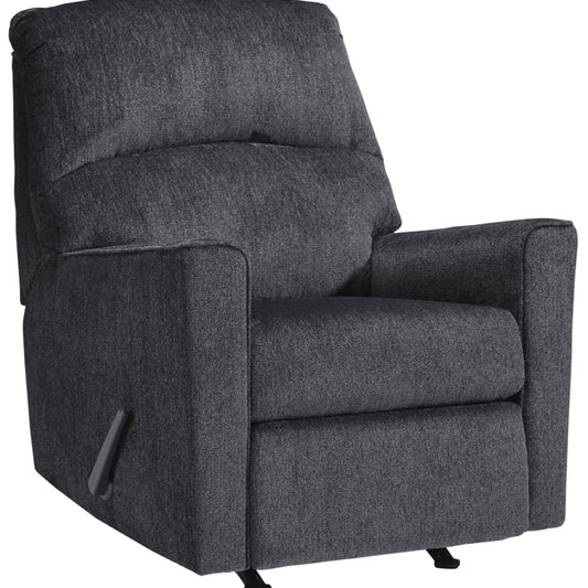Rocker Recliner | Fabric Upholstered | Tufted Back | Charcoal Gray
