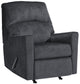 Rocker Recliner | Fabric Upholstered | Tufted Back | Charcoal Gray