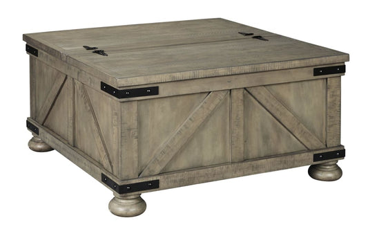 36" Square Lift Top Storage Cocktail Table, Gray By Casagear Home