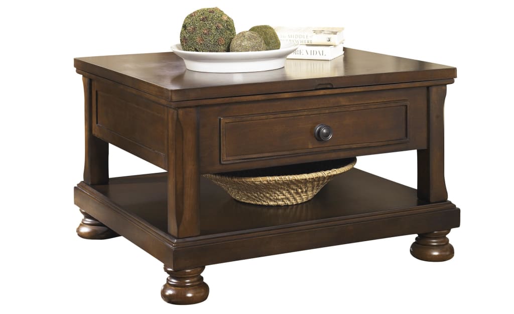 33" Lift Top Cocktail Table with Bottom Shelf, Brown By Casagear Home