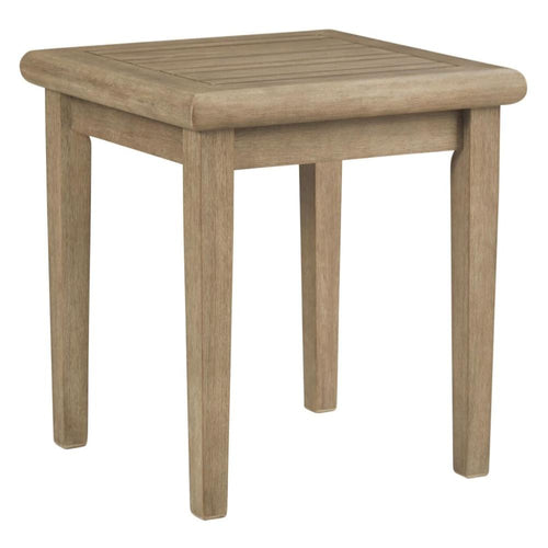 End Table | Square Wood Frame | Plank Top | 22" | Teak Brown