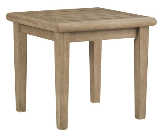 Square Plank Top End Table, Teak Brown By Casagear Home