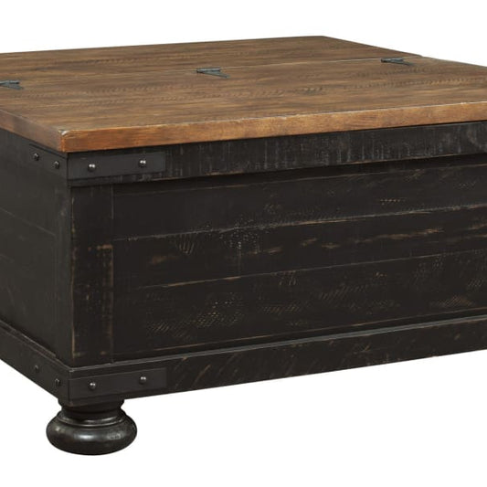 Coffee Table | Square | Lift Top Trunk Storage | 36" | Brown & Black