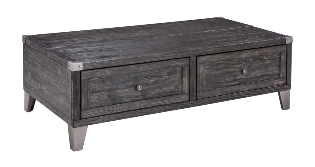 54" 2-Drawer Lift Top Metal Accented Cocktail Table, Gray By Casagear Home