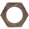 Rustic Style Wooden Wall Mirror with Hexagonal Frame, Silver and Brown By Casagear Home