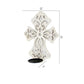 Cross Shaped Wooden Candle Holder with Scrolled Engravings White By Casagear Home BM211079