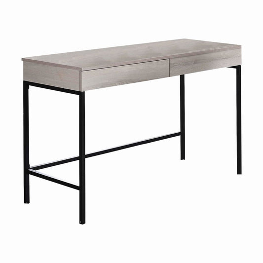42" 2 Drawer Metal Frame Wood Desk, Washed White and Black By Casagear Home