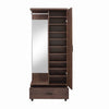 76" 1 Door 1 Drawer Mirror and Wood Hall Tree, Brown And Silver By Casagear Home